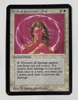 Circle Of Protection: Red Alpha MP Moderate Play MTG Magic The Gathering E - Image 1