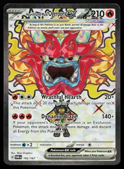 Hearthflame Mask Ogerpon ex 192/167 Ultra Rare Twilight Masquerade Pokemon Card - Image 1