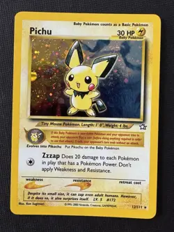 Pokemon Pichu 12/111 Neo Genesis Unlimited Holo Rare 30HP Basic TCG Card - Image 1