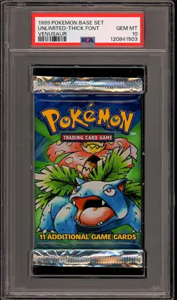 Pokemon 1999 WOTC Thick Font Base Set Venusaur Sealed Booster Pack GEM MT PSA 10 - Image 1