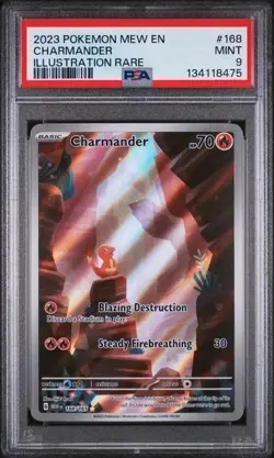 Charmander 168/165 IR PSA 9 Mint 2023 Pokemon 151 Illustration Rare - Image 1