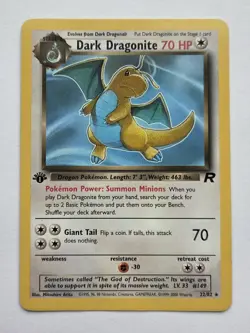 Pokemon Dark Dragonite TCG 1st Edition Non-Holo Card 22/82 - Image 1