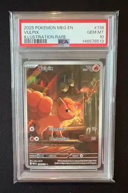 Pokemon TCG Vulpix 138/132 Illustration Rare Mega Evolution PSA 10 GEM MINT - Image 1