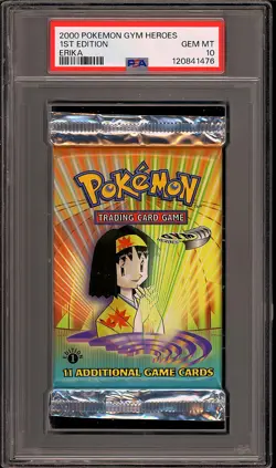Pokemon 2000 WOTC 1st Edition Gym Heroes Erika Sealed Booster Pack GEM MT PSA 10 - Image 1