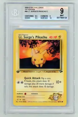 Lt. Surge's Pikachu 2000 Pokemon Gym Challenge 1st Edition BGS 9 #84 - Image 1