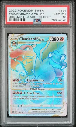 Charizard Vstar #174 Pokemon Sword Shield Brilliant Stars Rainbow Secret PSA 10 - Image 1
