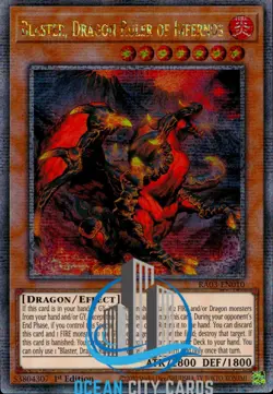 Yugioh RA03-EN010 Blaster, Dragon Ruler of Infernos Quarter Century Secret Rare - Image 1