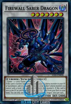 Yugioh ALIN-EN038 Firewall Saber Dragon Super Rare 1st Edition - Image 1