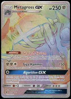 Pokemon Metagross GX (Secret) Secret Rare SM - Guardians Rising 157/145 NM Holo - Image 1