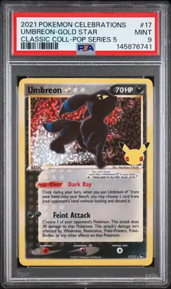 2021 POKEMON CELEBRATIONS CLASSIC COLLECTION #17 UMBREON-GOLD STAR PSA 9 - Image 1