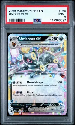 Lot of 2 - PSA 9s | Umbreon EX # 060 Stamped/Non Pokemon TCG 2025 Prismatic Evo - Image 5