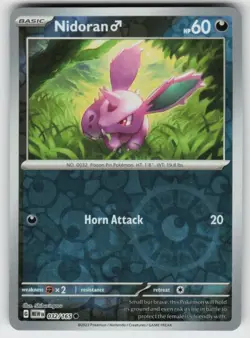 Nidoran M 032/165 Common 151 Pokemon Reverse Holo Near Mint - Image 1