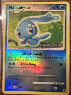 Pokemon Manaphy Diamond & Pearl STAMPED 9/130 Reverse Holo RARE - Image 1
