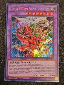 Yugioh! Elemental HERO Flame Wingman - Infernal Rage - BLMR-EN012 - Secret NM - Image 1