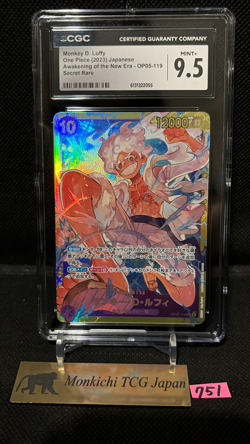 CGC MINT + 9.5 Monkey D. Luffy OP05-119 SEC Awakening of the OP-05 ONE PIECE - Image 1