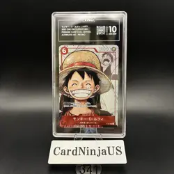TAG GEM MINT 10 Monkey D Luffy P-001 Parallel Promo 25th Anniversary ONE 341 - Image 1