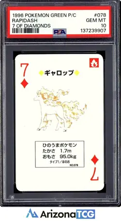 Pokemon 1996 Rapidash 078 7 Of Diamonds Green Playing Card Japanese PSA 10 - Image 1