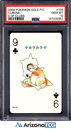 Pokemon 2000 Cubone 104 9 Of Clubs Gold Playing Card Japanese GEM MINT PSA 10 - Image 1
