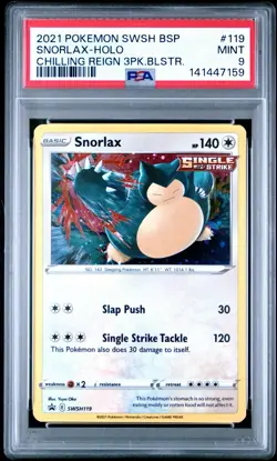 Snorlax SWSH119 PSA 9 Holo Chilling Reign 3-Pack Blister Promo Pokemon Card 🔥🔥 - Image 1