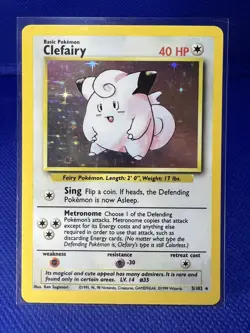 Clefairy 5/102 Pokemon TCG Base Set Holo Foil Rare Card Lightly Played LP - Image 1
