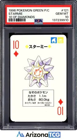 Pokemon 1996 Starmie 121 10 Of Diamonds Green Playing Card Japanese PSA 10 - Image 1