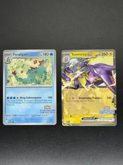 Pokemon Illustration Contest 2024 Feraligatr Toxtricity EX TCG Trading Cards - Image 1