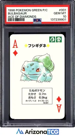 Pokemon 1996 Bulbasaur 001 Ace Of Diamonds Green Playing Card Japanese PSA 10 - Image 1