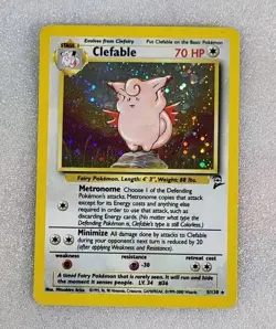 Clefable 5/130 HP/DMG Base Set 2 Holo Rare WoTC Pokemon TCG - Image 1