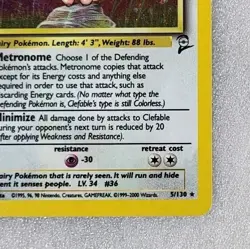Clefable 5/130 HP/DMG Base Set 2 Holo Rare WoTC Pokemon TCG - Image 5