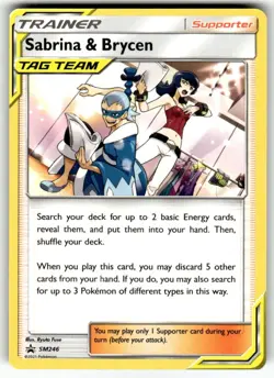 SABRINA & BRYCEN SM246 Sun&Moon Black Star Promo Pokemon TCG Near Mint - Image 1