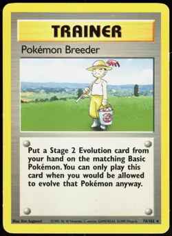 Base Set Unlimited Pokemon Breeder 76/102 Rare Pokemon MP - Image 1