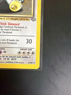 Snorlax Jungle 11/64 Holo Rare Unlimited Pokemon TCG 1999 LP - Image 5