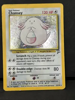Pokemon TCG Chansey 3/130 Base Set 2 Holo Rare HP - Image 1