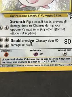 Pokemon TCG Chansey 3/130 Base Set 2 Holo Rare HP - Image 3