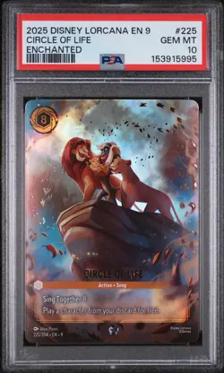 PSA 10 CIRCLE OF LIFE ENCHANTED FABLED #225 🦁 DISNEY LORCANA LION KING - Image 1