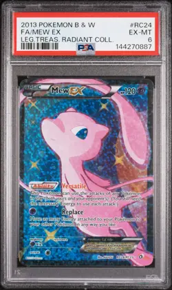 2013 POKEMON BLACK & WHITE LEGENDARY TREASURES #RC24 FULL ART/MEW EX PSA 6 - Image 1