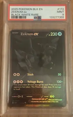 Pokemon 2025 Zekrom ex 172/086 Black White Rare Black Bolt PSA 9 - Image 2