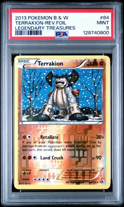 2013 POKEMON BLACK & WHITE LEGENDARY TREASURES #84 TERRAKION-REVERSE FOIL PSA 9 - Image 1