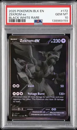 2025 POKEMON BLK EN-BLACK BOLT BLACK WHITE RARE #172 ZEKROM EX PSA 10 - Image 1