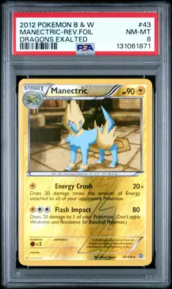 2012 POKEMON BLACK & WHITE DRAGONS EXALTED #43 MANECTRIC-REVERSE FOIL PSA 8 - Image 1