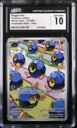 Roggenrola 127/086 Illustration Rare IR Holo Pokemon White Flare CGC 10 GEM MINT - Image 1