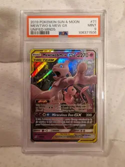 Mewtwo & Mew GX Tag Team | PSA 9 | 71/236 | Unified Minds | Pokemon TCG | - Image 1