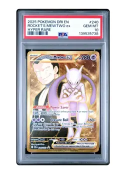 Pokemon TCG Team Rocket's Mewtwo ex 240/182 Destined Rivals Hyper Rare PSA 10 - Image 1