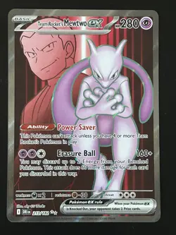 Pokemon TCG Destined Rivals Team Rocket's Mewtwo EX Full Art Card 213/182 - Image 1