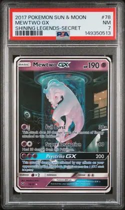 Pokemon Mewtwo GX TCG Shining Legends Holo Card 78/73 PSA7 - Image 1