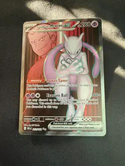 Pokemon TCG Destined Rivals Team Rocket's Mewtwo EX Full Art Card 213/182 - Image 1