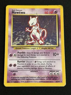 Pokemon TCG Mewtwo 10/102 1999 Base Set Holo Unlimited Rare HP/ Crease Cond - Image 3