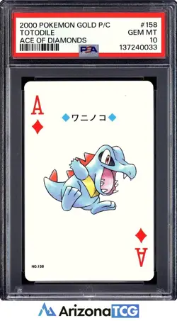 Pokemon 2000 Totodile 158 Ace Of Diamonds Gold Playing Card Japanese PSA 10 - Image 1