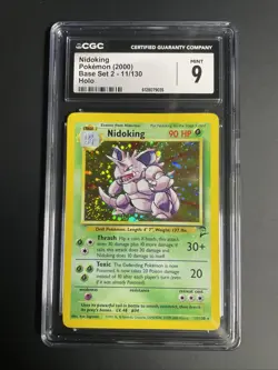 CGC 9 MINT Nidoking 2000 Base Set 2 11/130 Holo Pokemon Card - Image 1