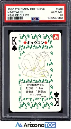 Pokemon 1996 Ninetales 038 King Of Clubs Green Playing Card Japanese PSA 10 - Image 1